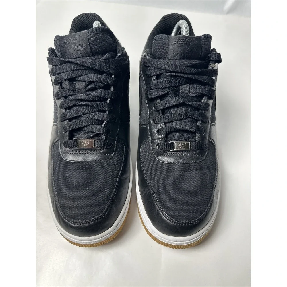Men's NIKE AIR FORCE 1 (315122-043) Black Fabric & Leather Low Top Sneaker Sz 11